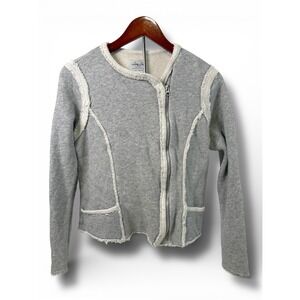 Lucky Brand Cropped Jacket Women's XL Zip‎ Raw Edge Y2K Gray